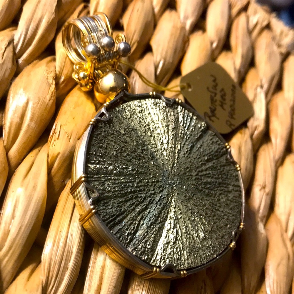 Starfire Designs Large Pyrite Sun Medallion Pendant, Handmade, $300